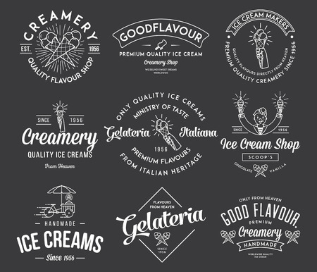 Vector ice cream badges and signs for any useのイラスト素材