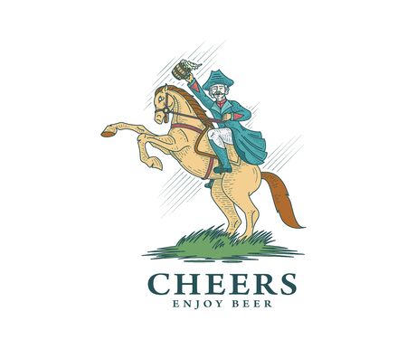 Horserider enjoying homemade beerのイラスト素材