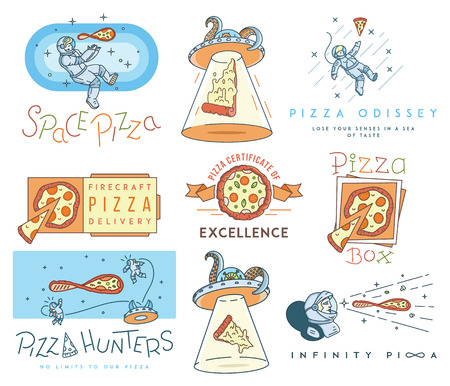 Vector space pizza hunters concept for any useのイラスト素材