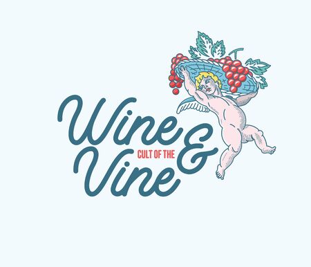 Colored vector illustration of an angel with grapesのイラスト素材