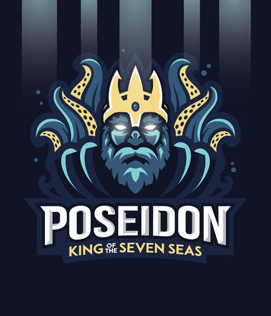Vector illustration of greek god Poseidon king of the seven seas.のイラスト素材