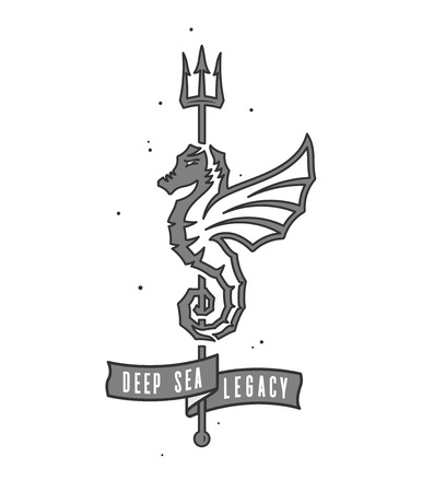 Colored deep sea seahorse legacy illustration for any use.のイラスト素材