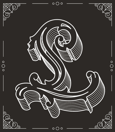 It's a white on black vector illustration of the capital letter Lのイラスト素材