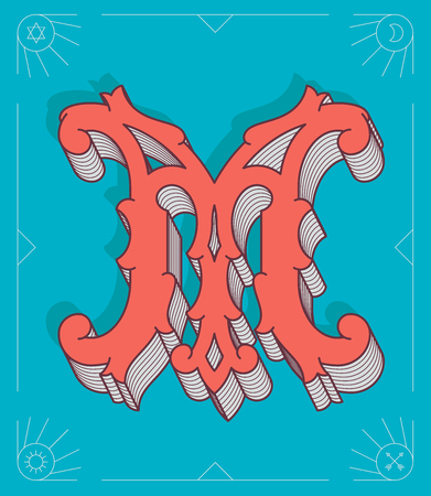 It's a colored vector illustration of the capital letter Mのイラスト素材