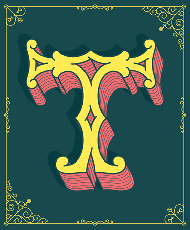 It's a colored vector illustration depicting a modern style letter Tのイラスト素材