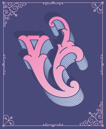 It's a colored vector illustration depicting a modern style letter Vのイラスト素材