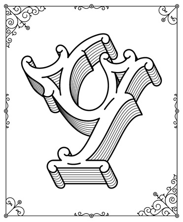 It's a black on white background vector illustration depicting a modern style letter Yのイラスト素材