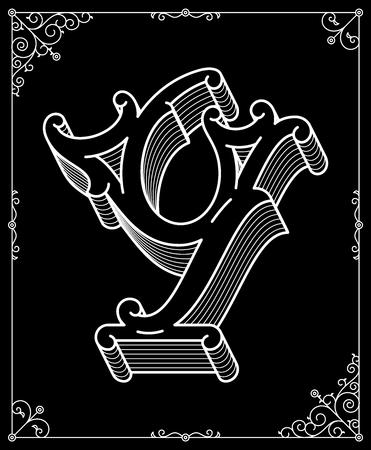 It's a white on black background vector illustration depicting a modern style letter Yのイラスト素材