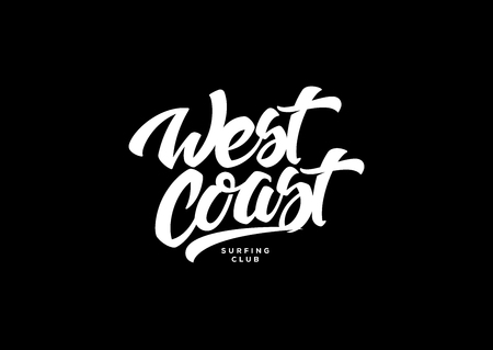 West coast white on black background is a vector illustration about surf and surfingのイラスト素材