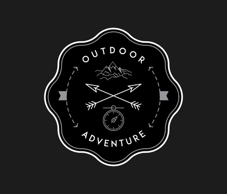 Outdoor exploration adventure white on black is a vector illustration about discovering and exploringのイラスト素材