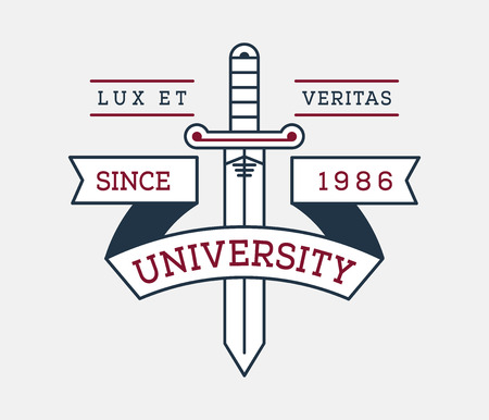 Lux et veritas university badge is a vector illustration about studying and learningのイラスト素材