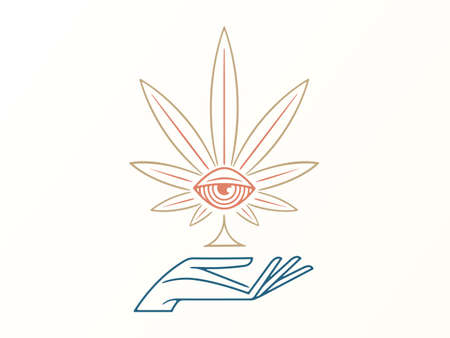 Hand and the eye of Sativa colored vector illustrationのイラスト素材