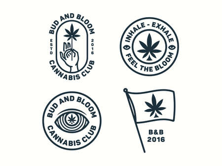 Sativa badge set vector illustration colored versionのイラスト素材