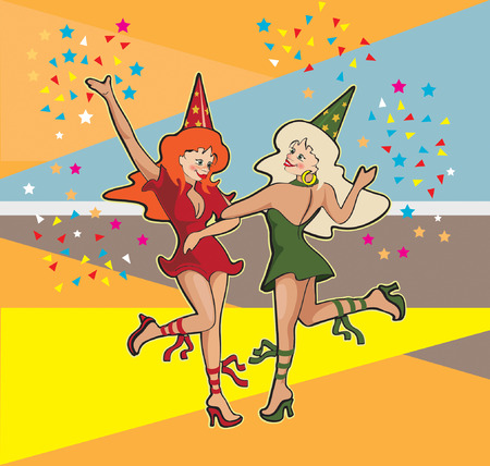 two girls danceのイラスト素材