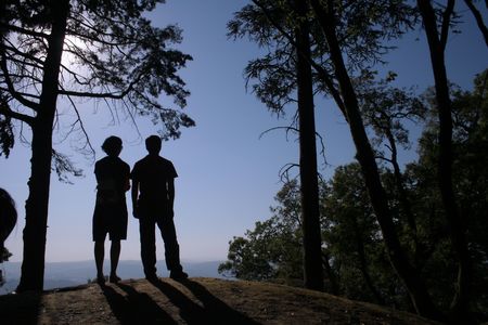 Couple watching the horizon.の写真素材