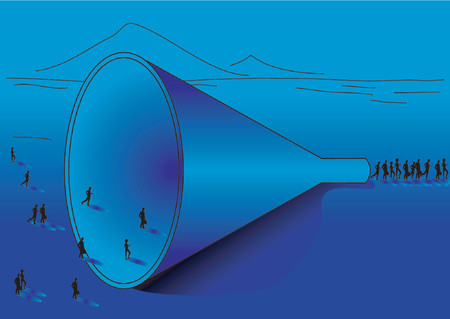 People entering a funnelのイラスト素材