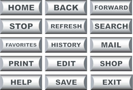 Vectorial metallic buttons with different kind of web symbolsのイラスト素材