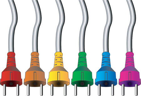 Electric plugs of different colorsのイラスト素材