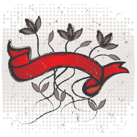 Abstract pattern with floral and grunge look over white backgroundのイラスト素材