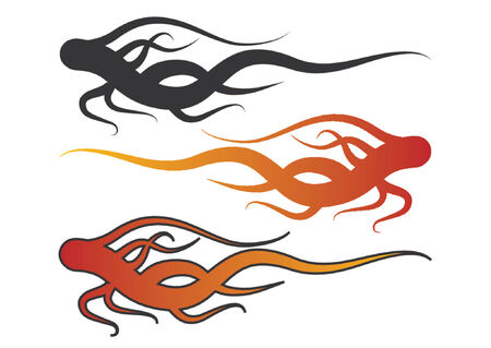 Three flame shapes with different colors. Use them individually or together. You can change colors easilyのイラスト素材
