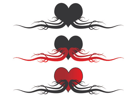 Three hearts patterns with different colors and grunge look. Use them individually or together.のイラスト素材