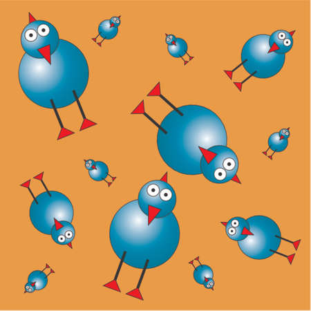 Easter chicks pattern with different sizes and positions over orange backgroundのイラスト素材