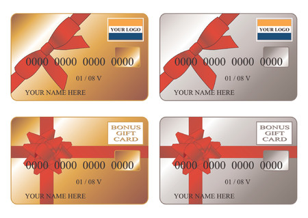 Credit cards. Debit cards. Gold and Silver bonus gift cards. Insert your logos and replace the text is very easy.のイラスト素材