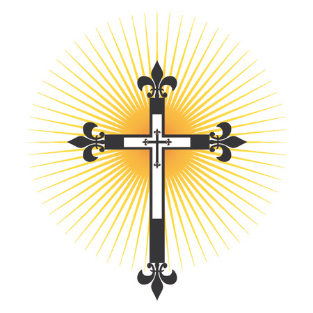 Crucifix. Cross with light passing throughのイラスト素材