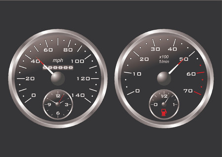 Dashboard of a sport car over black backgroundのイラスト素材