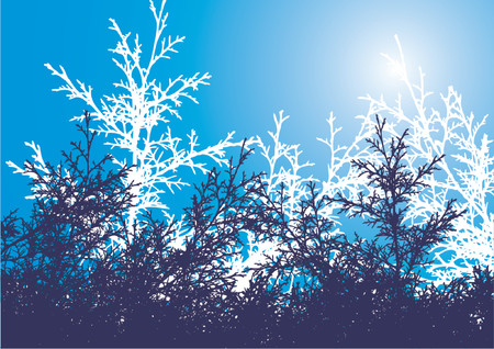 Silhouettes trees with colorful background. Colors can easily be changed or removedのイラスト素材