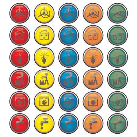 Vectorial glass buttons with different kind of energy and ecological symbols