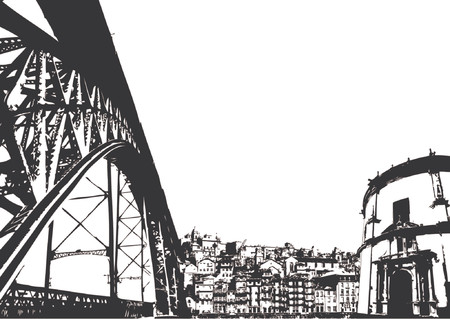 Urban buildings scenery over white backgroundのイラスト素材