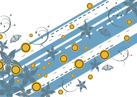 Floral abstract theme with some colored stripes and circles over white backgroundのイラスト素材