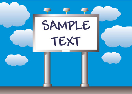 Outdoor. Advertising billboard with copy space over a cloudy blue sky.のイラスト素材
