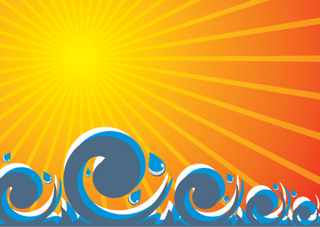 Abstract representation of a wavy sea under the sunのイラスト素材