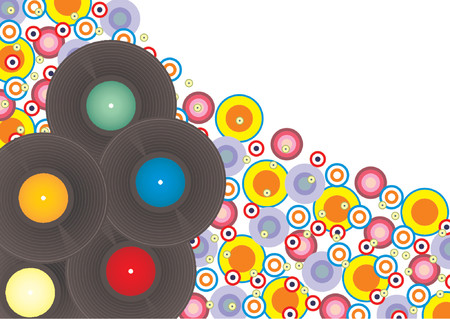 Vinyl records with abstract pattern over white backgroundのイラスト素材