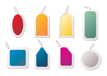 Tags with different colors and shapes over white backgroundのイラスト素材
