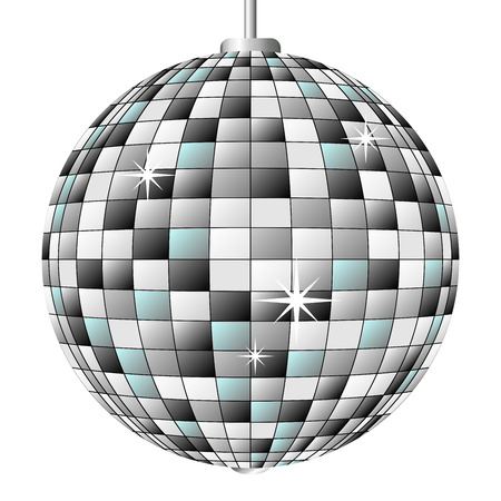 Disco mirror ball isolated over white backgroundのイラスト素材