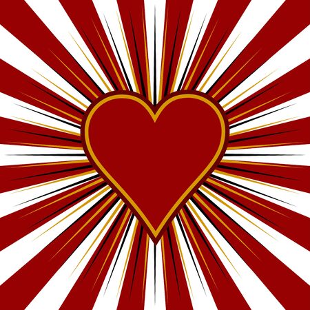 Valentines heart over starry red backgroundの写真素材