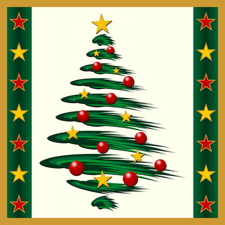 Christmas stars square background with ornamented treeのイラスト素材