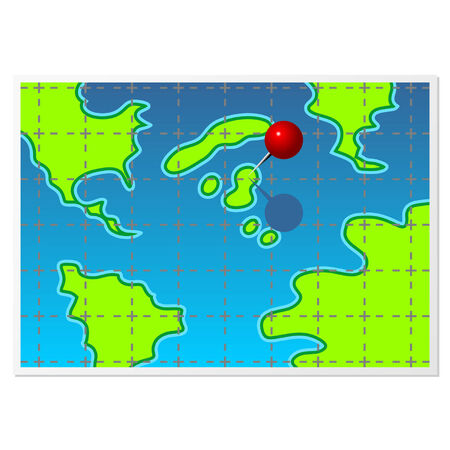 Fake map with color pin isolated over whiteのイラスト素材