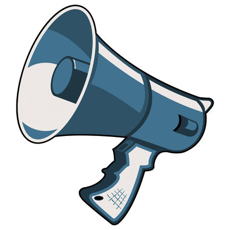 Blue megaphone isolated over white square backgroundのイラスト素材