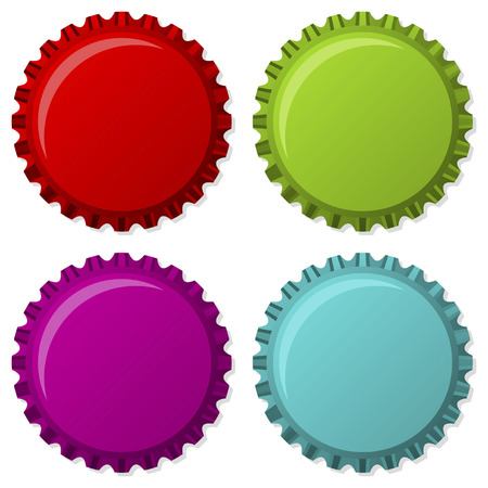 Colorized bottle caps isolated over white backgroundのイラスト素材