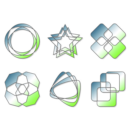 Set of fake logos isolated over whiteのイラスト素材