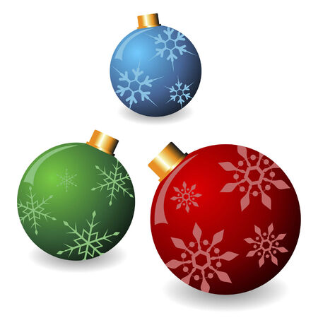Christmas balls with different colors isolated over white backgroundのイラスト素材