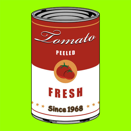 Tomato can isolated over light green backgroundのイラスト素材