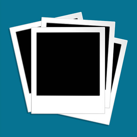 Photo paper templates isolated over blue backgroundのイラスト素材