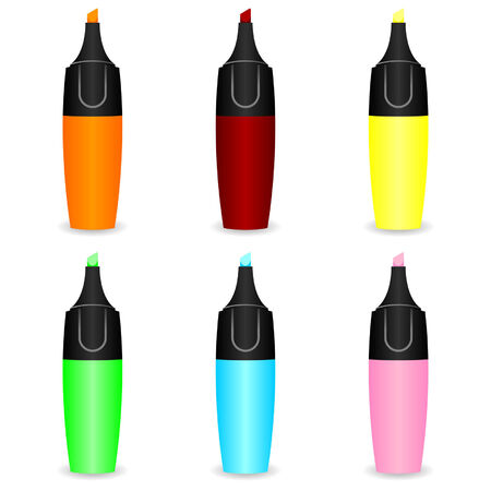 Colorful markers isolated over white square backgroundのイラスト素材