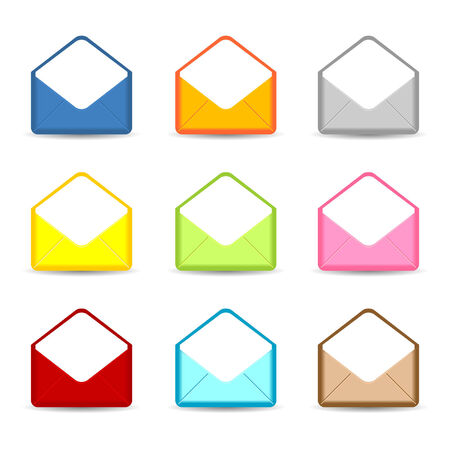 Colorful opened envelopes isolated over white backgroundのイラスト素材