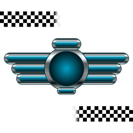 Chromo race badge with checkered stripes over whiteのイラスト素材